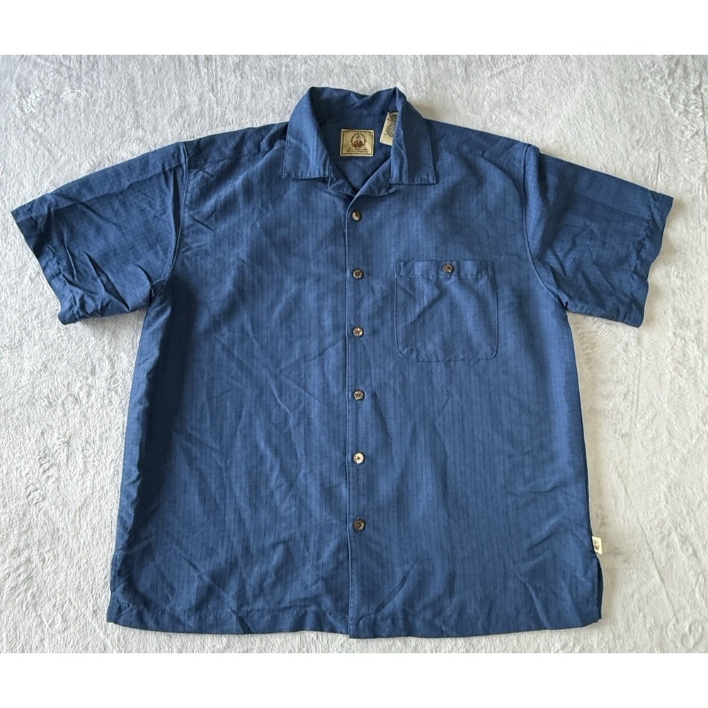 Joe Marlin Shirt‎ Short Sleeve Button Down Mens L (42/44) Navy Blue